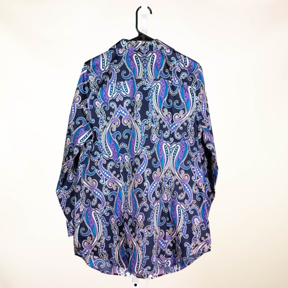 Chico's Women's Dress Shirt Collared Button Up Paisley Long Sleeve Top 1 US M/8 - Picture 2 of 10